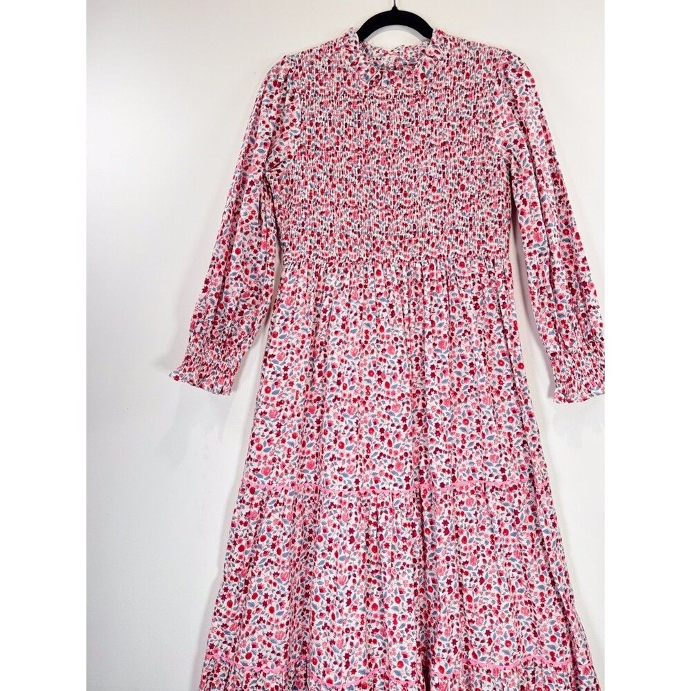NWT Pink City Prints Maxi Dress Pink Scarlet Forest Isabel Smocked Tiered Small - Picture 5 of 13